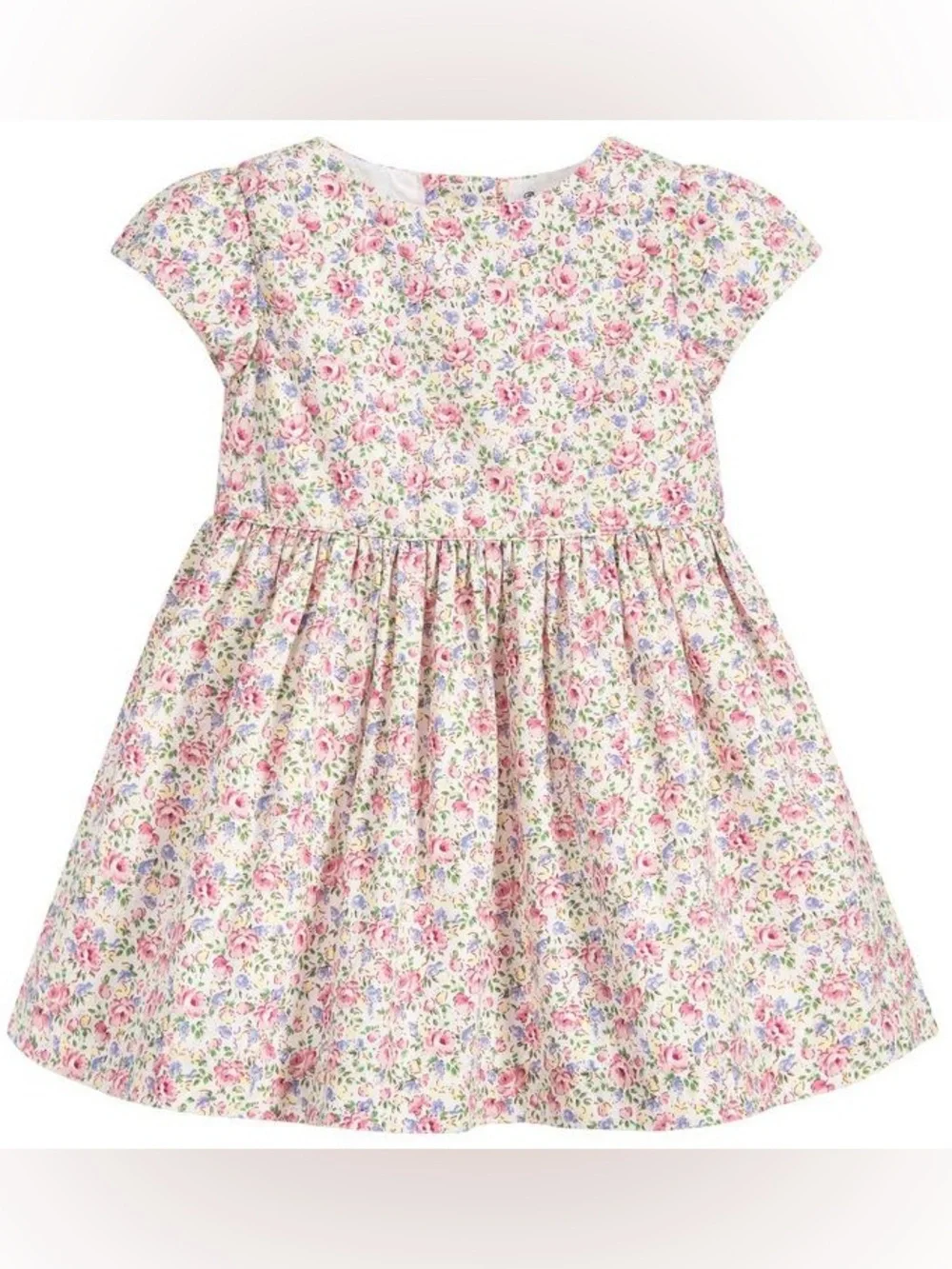 Ralph Lauren Baby Girl Floral Dress 100% Cotton Pink Blue 18M